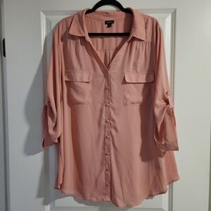 Torrid Blush Pink Button-Front Utility Shirt